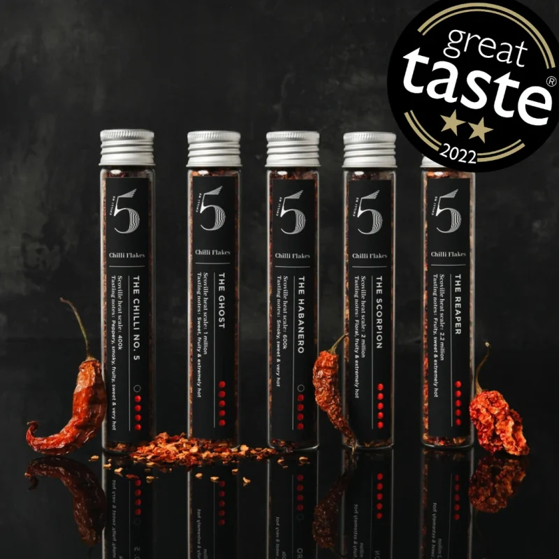 Chilli No. 5 The Hot Chilli Flakes Box Set – Crushed & Dried Chilli Flakes Gift